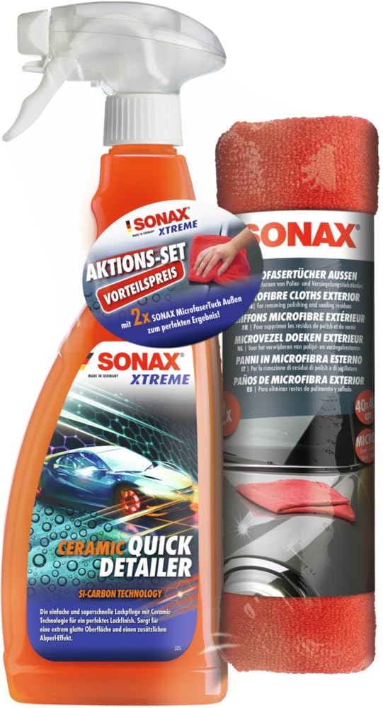 SONAX XTREME Aktionsset Ceramic QuickDetailer (750 ml) mit einem Doppelpack hochwertiger MicrofaserTücher | Art-Nr. 02687410 von SONAX