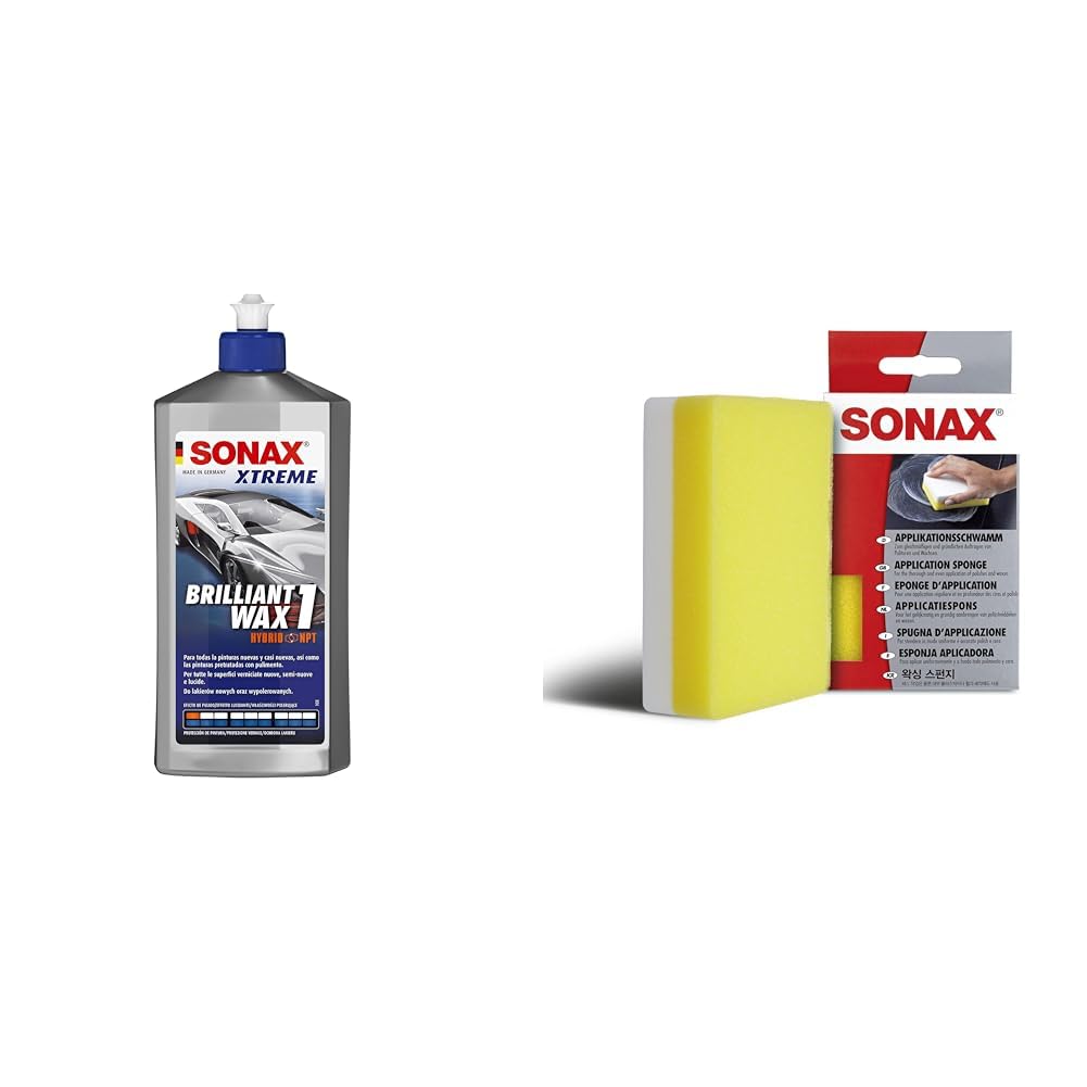 SONAX XTREME BrilliantWax 1 Hybrid NPT (500 ml) Glanzwachs | N. 02012000-820 & ApplikationsSchwamm (1 Stück) von SONAX