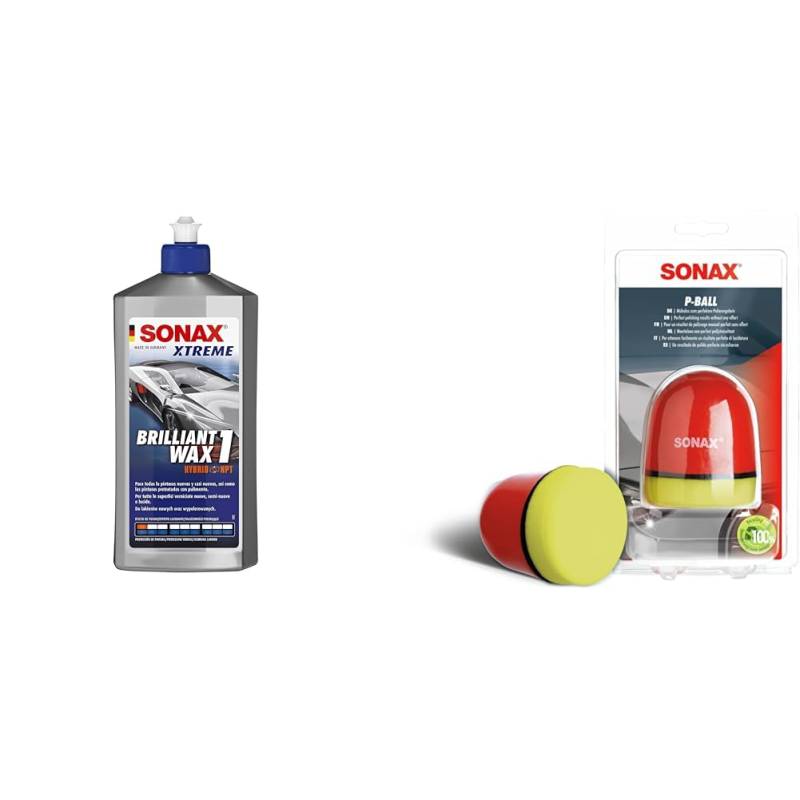 SONAX XTREME BrilliantWax 1 Hybrid NPT (500 ml) Glanzwachs | N. 02012000-820 & P-Ball (1 Stück) mühelos und schnell zum perfekten Polierergebnis, Art-Nr. 04173410 von SONAX