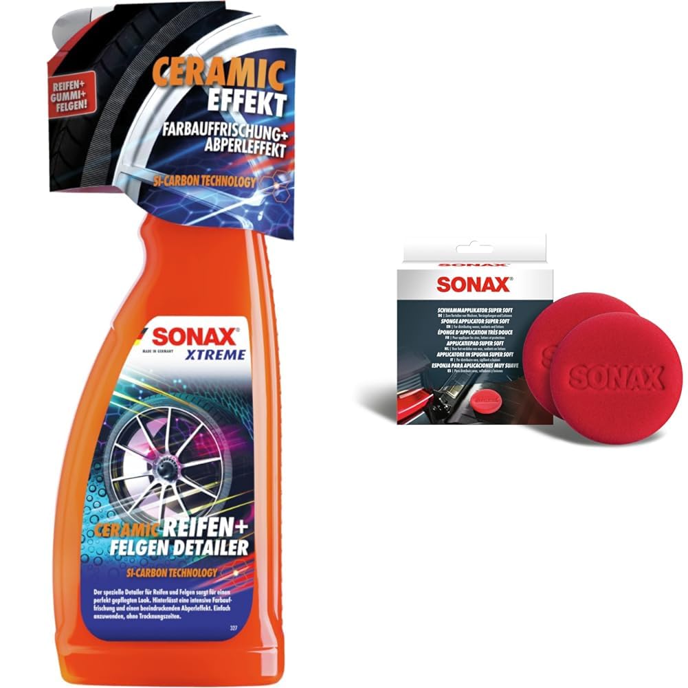 SONAX Xtreme Ceramic Reifen+FelgenDetailer (750 ml) & SchwammApplikator Super Soft (2 Stück) von SONAX