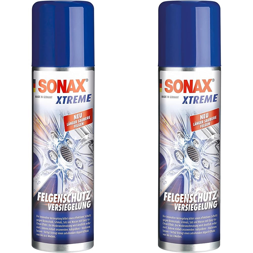 SONAX XTREME FelgenSchutzVersiegelung (250 ml) bildet einen effektiven Schutz gegen Bremsstaub, Schmutz, Salz & Wasser mit Easy-to- Clean-Effekt | Art-Nr. 02501000 (Packung mit 2) von SONAX