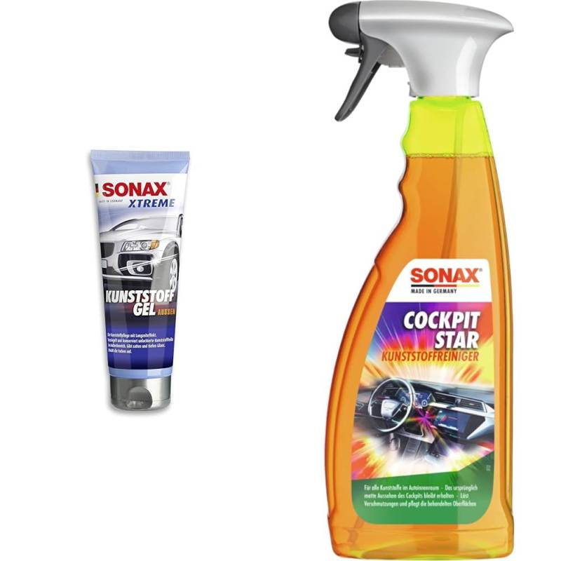 SONAX XTREME KunststoffGel Außen NanoPro (250 ml) & CockpitStar (750 ml) Cockpitreiniger reinigt und pflegt alle Kunststoffteile im Auto, antistatisch und staubabweisend/Art-Nr. 02494000 von SONAX