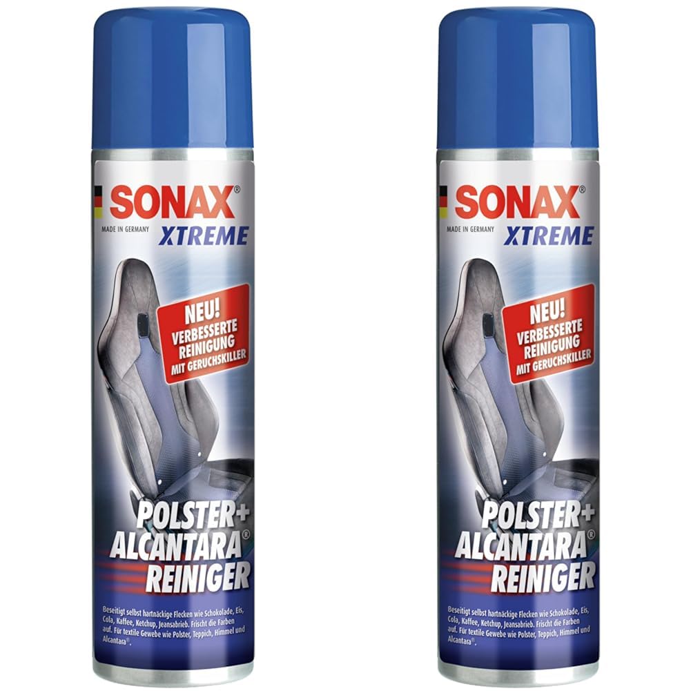 SONAX XTREME Polster+AlcantaraReiniger (400 ml) Polsterreiniger reinigt gründlich & schonend alle Textilien im Innenraum, Art-Nr. 02063000 (Packung mit 2) von SONAX