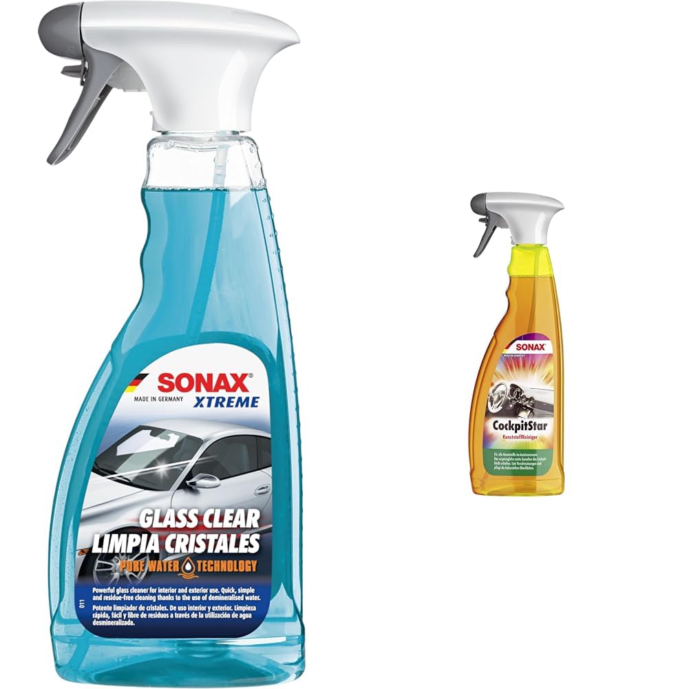 SONAX XTREME ScheibenKlar - Pure Water Technology (500 ml) besonders kraftvoller Reiniger & CockpitStar (750 ml) reinigt und pflegt alle Kunststoffteile im Auto, antistatisch und staubabweisend von SONAX