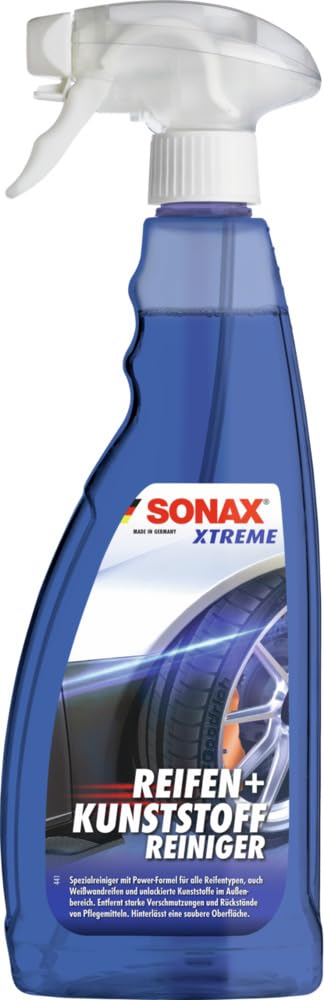 SONAX Xtreme Reifen+Kunststoff Reiniger (750 ml) Spezialreiniger für Reifen und unlackierte Kunststoffteile außen zur Entfernung von Schmutz und Rückständen von Pflegemitteln | Art-Nr. 02694000 von SONAX