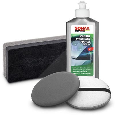 Sonax 1x 250 ml ScheibenReinigungsPolitur intensiv + Kombischwamm + Pad von SONAX