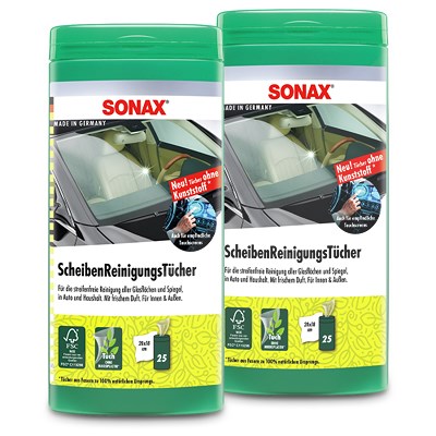 Sonax 2x ScheibenReinigungsTücher Box [Hersteller-Nr. 04120000] von SONAX