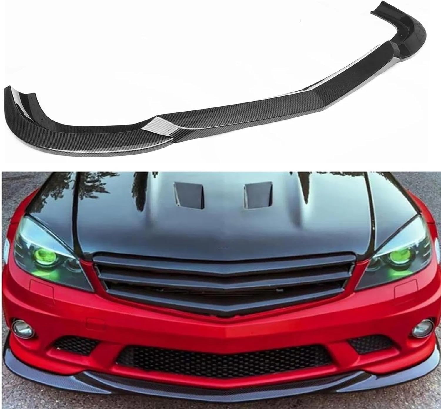 Auto Frontstoßstange Splitter für Benz W204 C63 AMG Berline 4 Portes Uniquement 2008 – 2011, Front Spoiler Diffusor Körper Schutz, Auto Frontlippe. von SONAXO