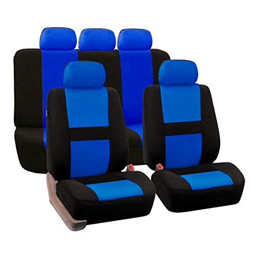 SONGGDZ Car Seat Covers Autositzbezug Inneneinrichtungen 4 Teile / 9 stücke Stoff Auto Sitzbezug Universal Autozubehör Auto Sitzbezug Set for Autositzschutz Autositz Zubehör(5seat blue -A) von SONGGDZ