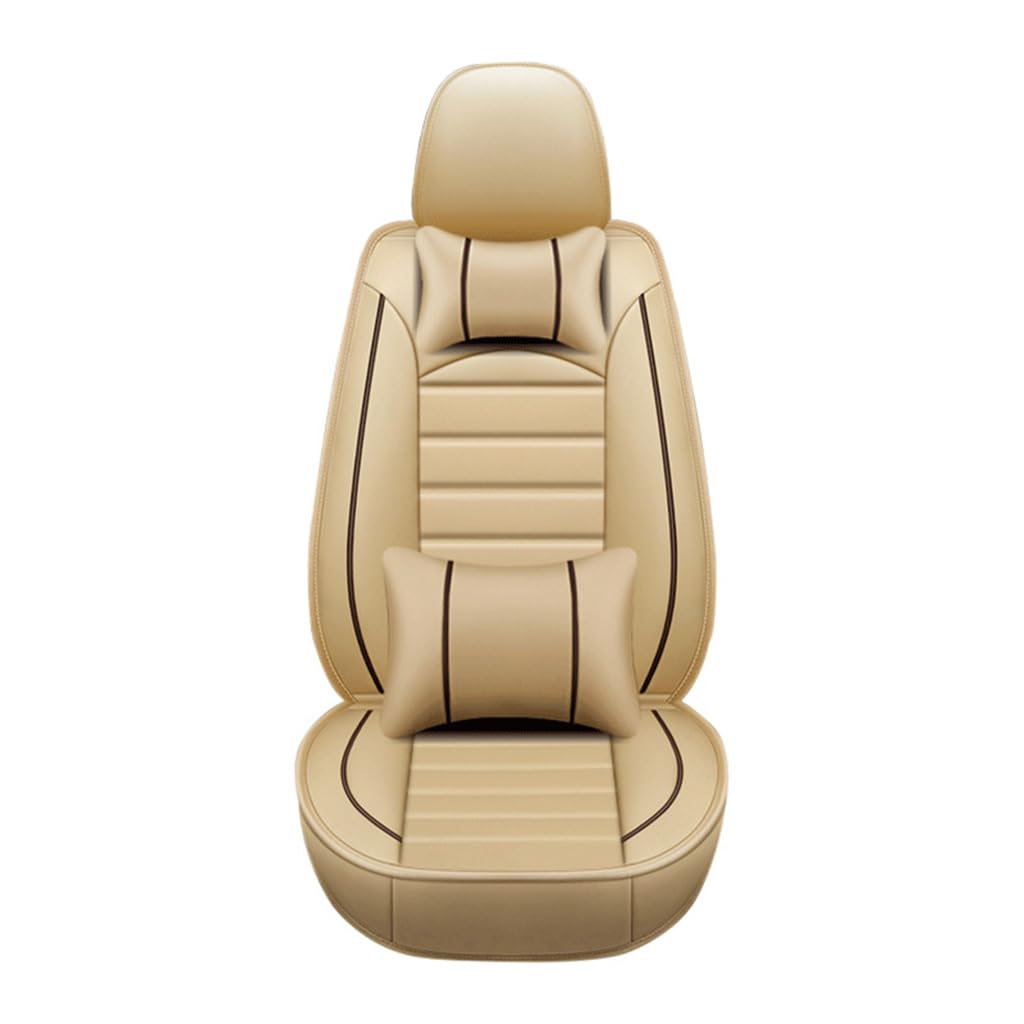 SONGLULU Auto sitzbezüge Sets für Cadillac XT4 2018-2021,Leder Allwetter Sitzbezug Schonbezüge Sitzschoner Full Set,Wasserdicht Protector Zubehör,A-Beige von SONGLULU