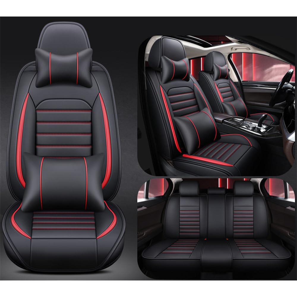 SONGML Sitzbezug Auto Vordersitze für Volvo XC90 (2016-2020), Leder Auto Sitzbezüge Set Allwetter Komfortabler Wasserdichtes Sitzbezügesets sitzschoner Zubehör,C/Red von SONGML