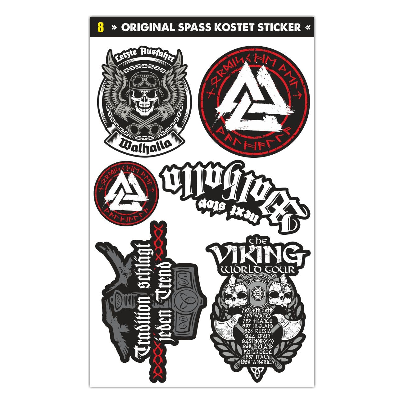 Aufkleber Sticker Set PVC aussen Wikinger Motive Sprüche uv Schutz von SONS OF ODIN