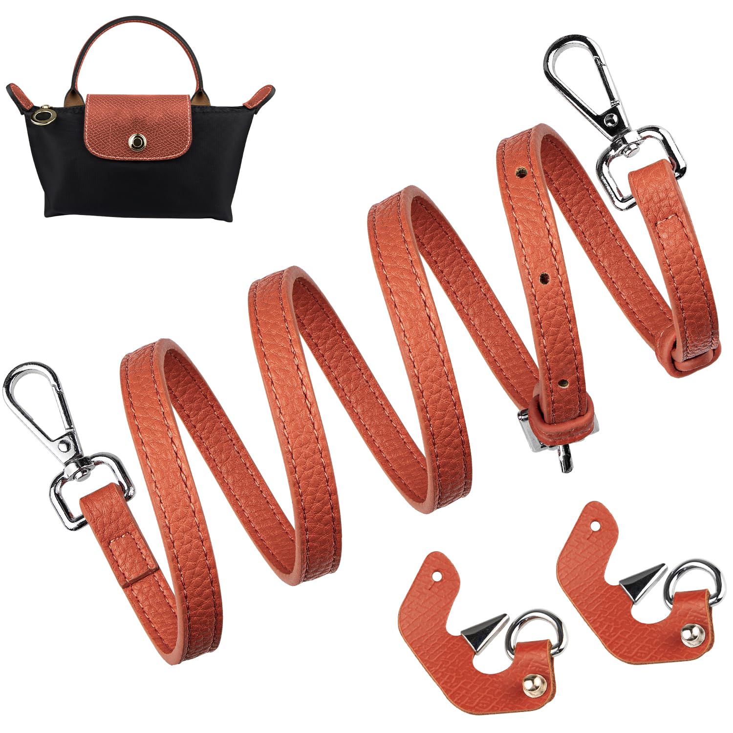 Schultergurt Strap für Longchamp Le Pliage Original Mini Bag, Schulterriemen Gurt Taschengurte Schultertaschen Crossbody Riemen für Long Champ Lange Henkel Taschen (Breite:12mm,Farbe:Orange) von SOPROM