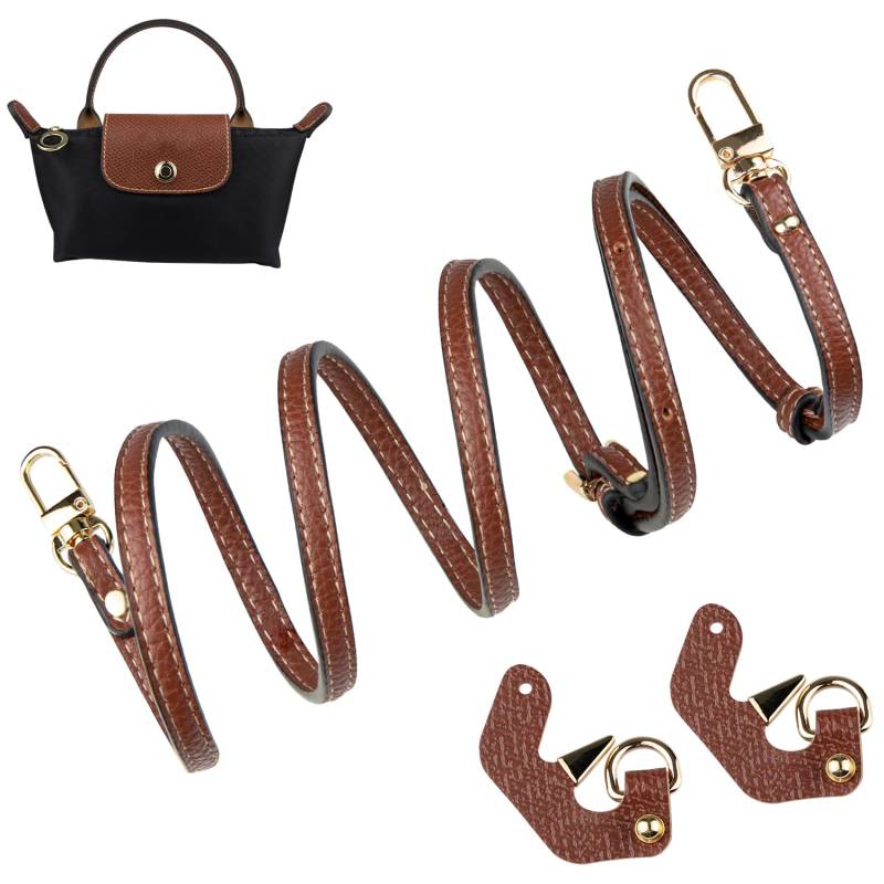 Schultergurt Strap für Longchamp Le Pliage Original Mini Bag, Schulterriemen Gurt Taschengurte Schultertaschen Crossbody Riemen für Long Champ Lange Henkel Taschen (Breite:9mm,Farbe:Braun) von SOPROM