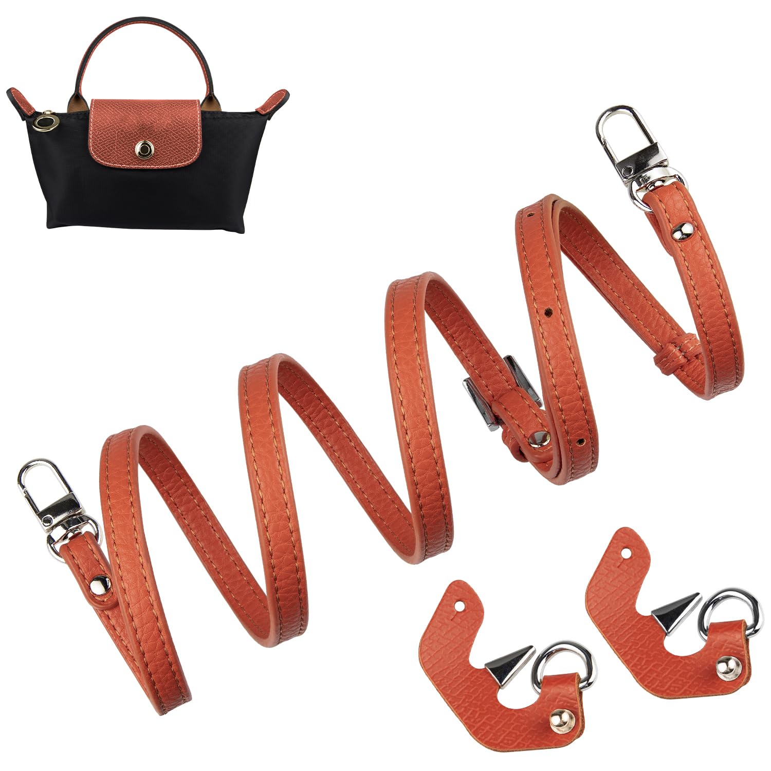 Schultergurt Strap für Longchamp Le Pliage Original Mini Bag, Schulterriemen Gurt Taschengurte Schultertaschen Crossbody Riemen für Long Champ Lange Henkel Taschen (Breite:9mm,Farbe:Orange) von SOPROM