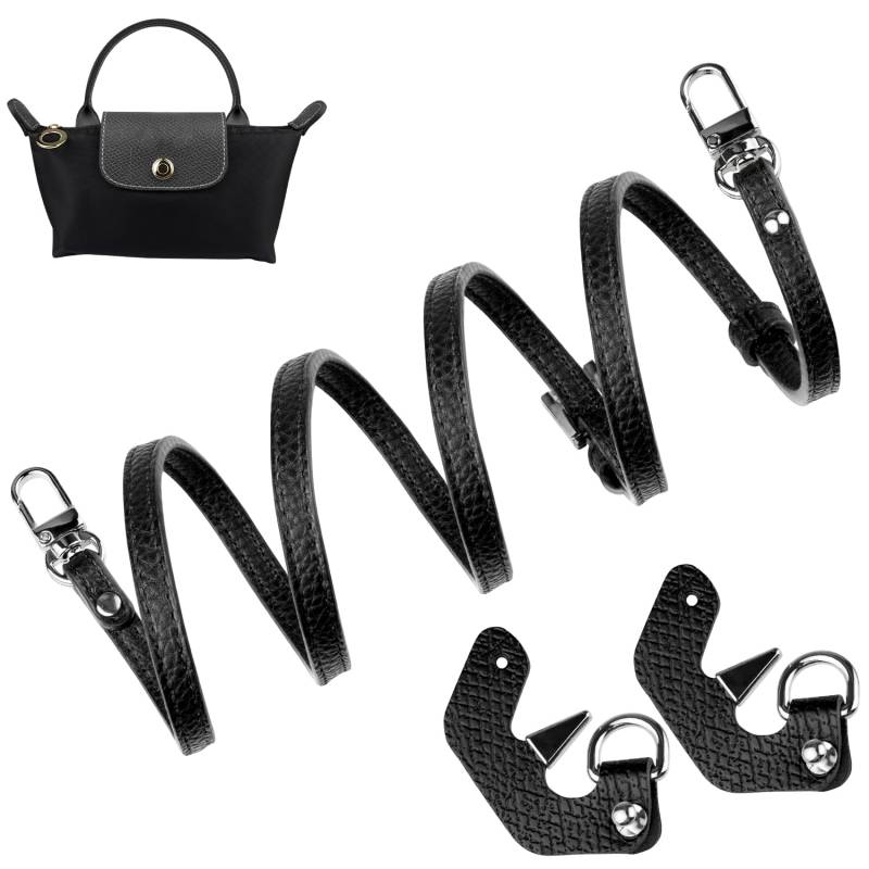 Schultergurt Strap für Longchamp Le Pliage Original Mini Bag, Schulterriemen Gurt Taschengurte Schultertaschen Crossbody Riemen für Long Champ Lange Henkel Taschen (Breite:9mm,Farbe:Schwarz) von SOPROM