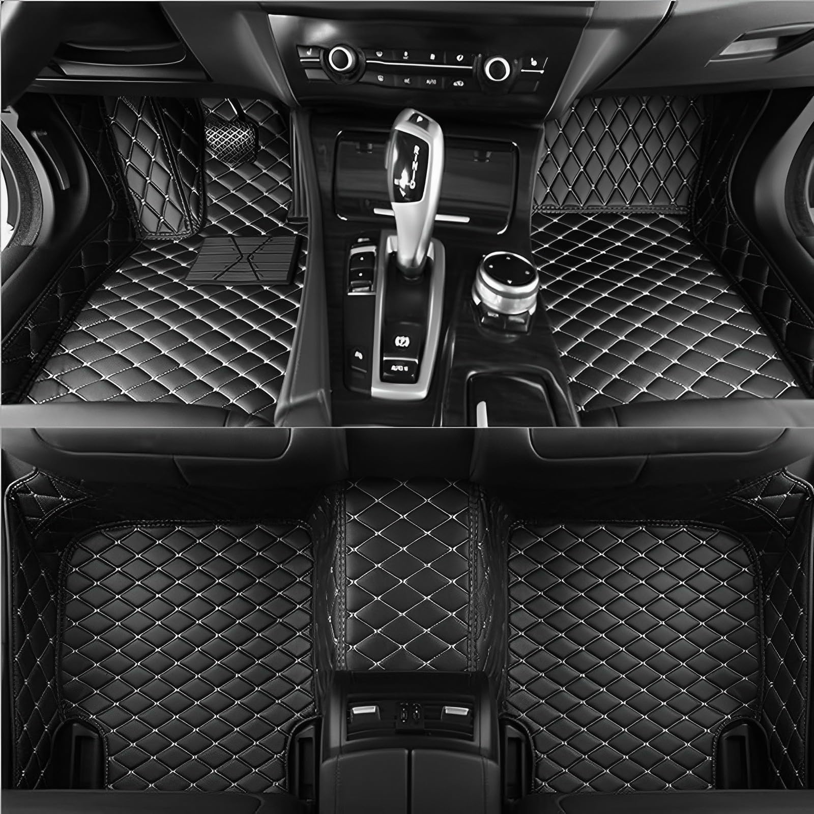 Auto Fußmatten aus PU-Leder für BMW Series 3(4 Door) 2019-2023 G20/G21, Auto Fußmatten All Inclusive Stil Allwetter Schutz Car Floor Mats,Blackwhite von SORAD