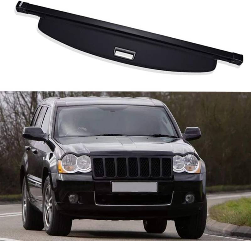 Auto Laderaumabdeckung Kofferraumabdeckung Rollo für Jeep Grand Cherokee WK 2005-2010, Einziehbare Kofferraum Schutz Abdeckung Cargo Cover, Autozubehör,B/Black von SORAE