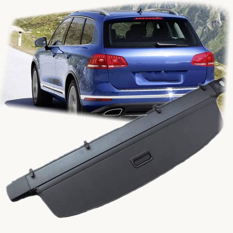 Auto Laderaumabdeckung Kofferraumabdeckung Rollo für VW Touareg 2011 2012 2013 2014 2015 2016 2017 2018, Einziehbare Kofferraum Schutz Abdeckung Cargo Cover, Autozubehör von SORAE