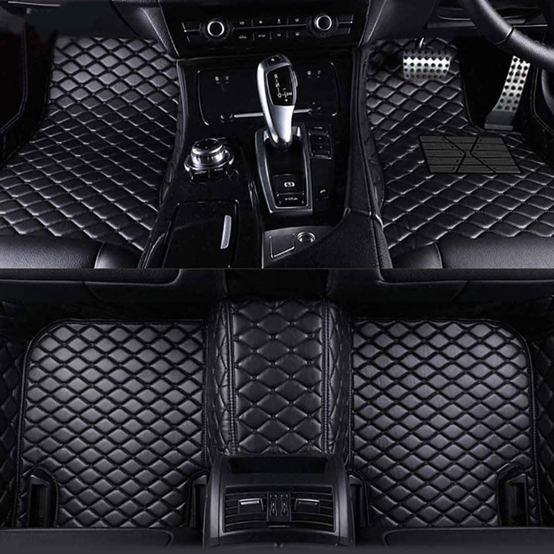 Auto FußMatten Leder Fussmatten für Audi A3 Sedan 2013-2020(LHD), Custom Bodenmatte Set Abdeckung Vorne Hinten Teppiche Allwetter Automatten ZubehöR,A/Black von SOUTES