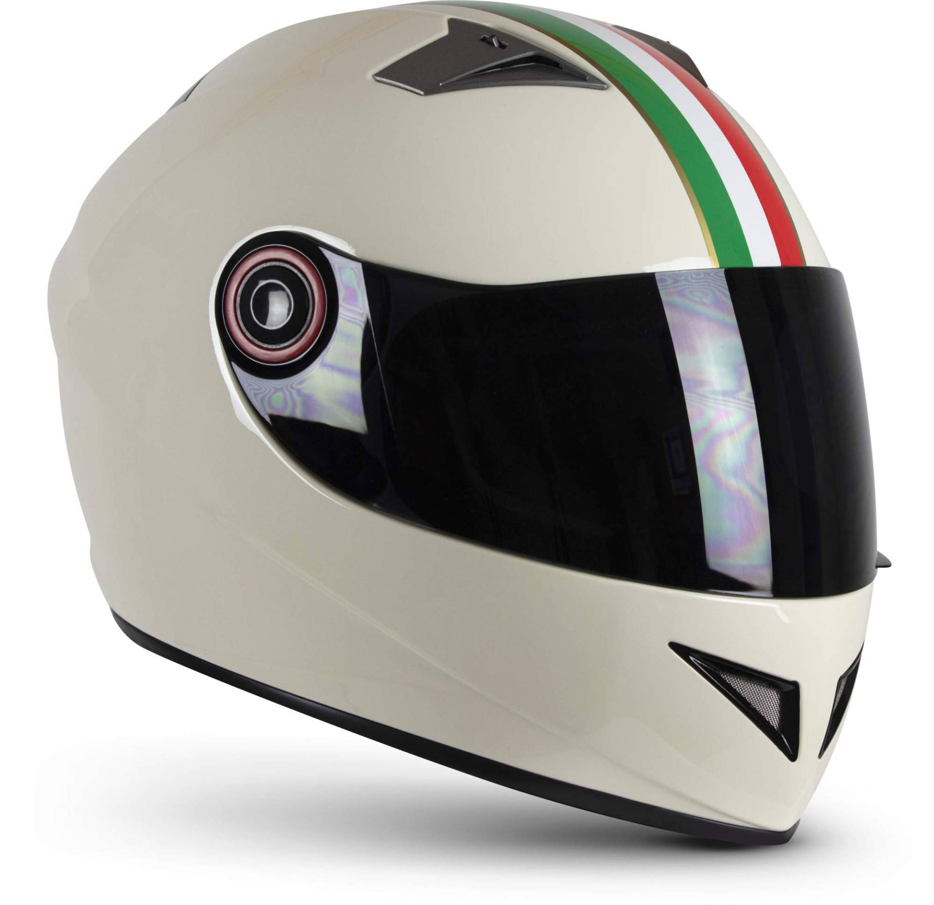 Soxon® ST-666 „Imola Creme“ · Integral-Helm · Full-Face Motorrad-Helm Roller-Helm Scooter-Helm Cruiser Sturz-Helm StreetFighter-Helm · ECE 22.05 Visier Schnellverschluss Tasche L (59-60cm) von Soxon