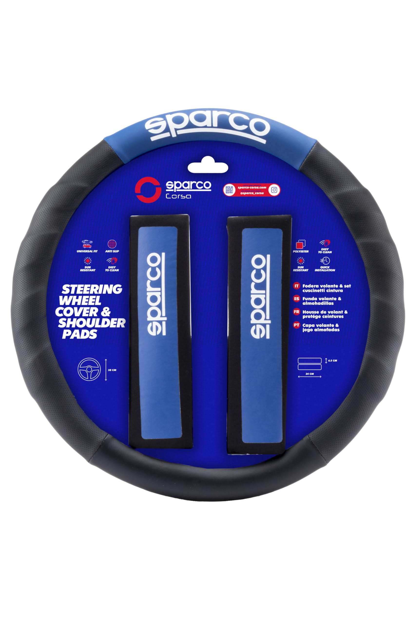 SPARCO SPC1111KAZ Set of 2 Pads + Covers Steering Wheel, BLAU/SCHWARZ von Sparco