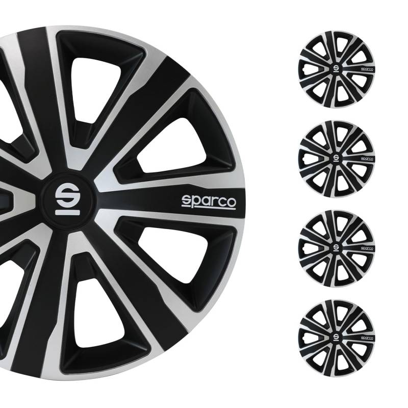 Sparco Radzierblenden Palermo - 14-Zoll - Silber/Schwarz - Satz mit 4 Stück von Sparco