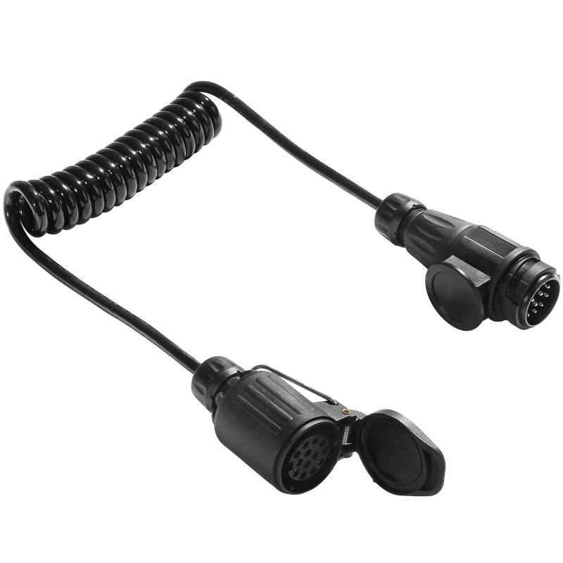 SPARKMOTO 1.8m 13 polig auf 13 Polig Adapter Stecker Steckdose Verbindung Verlängerungskabel,Spiral Anhänger Verlängerung Kabel 8-Adriges,13-13 Polig Auto Anhängerkabel Adapter für Wohnwagen Traktor von SPARKMOTO