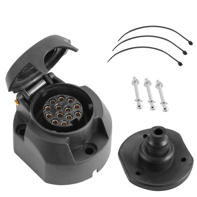 SPARKMOTO 13 Polige Anhänger Steckdose, mit Wasserfester Dichtung,12V Wasserdicht Anhänger 13 polige Steckdose,13 polige Anhängerdose,WohnwagenPKW Auto 13 polig Steckdose,Anhängerkupplung Steckdose von SPARKMOTO