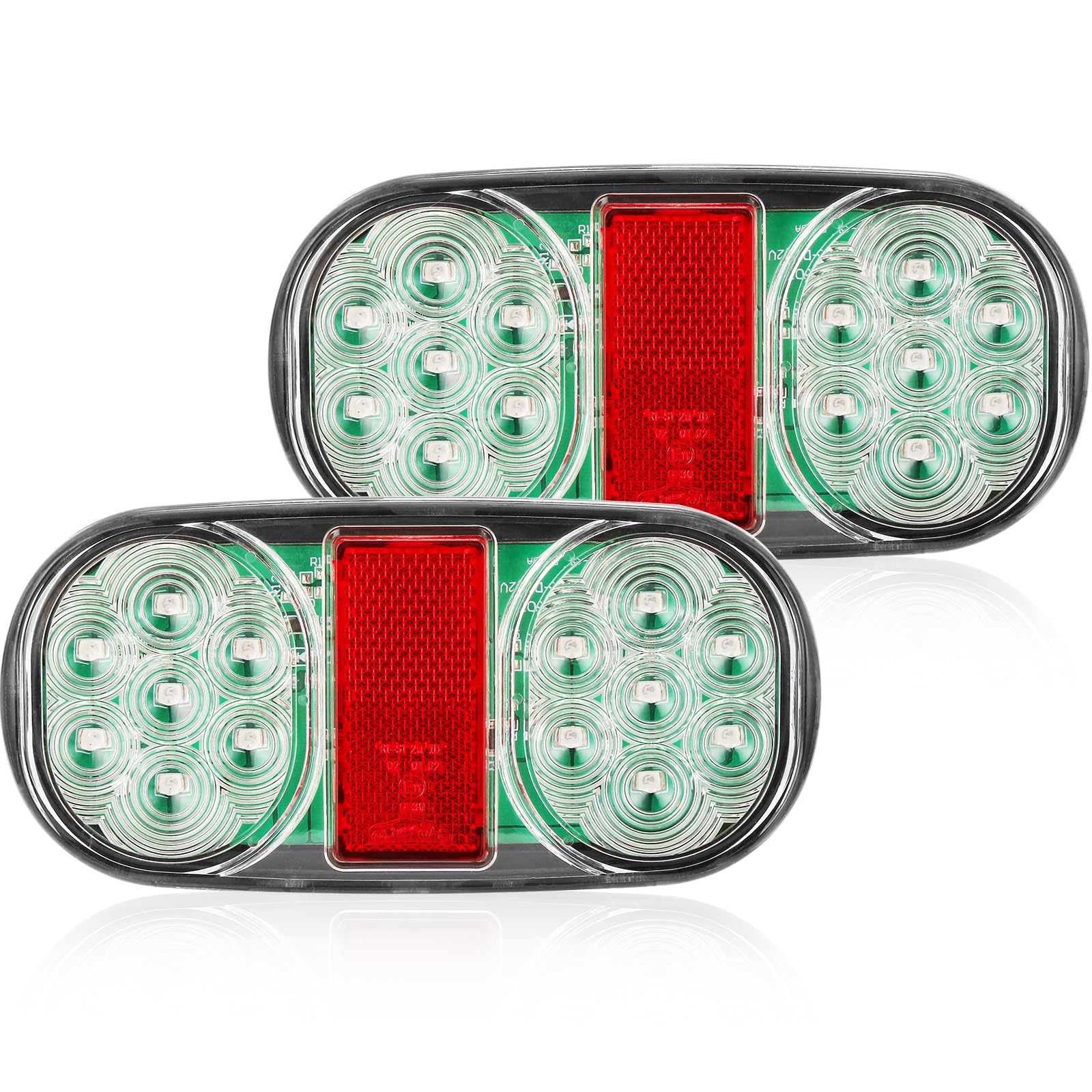 SPARKMOTO 2 x LED Anhängerbeleuchtung Heckleuchten 12V, 5 Funktionen LED Rückleuchten Anhänger, mit Bremslichter, Blinker, Positionslichter, Kennzeichenbeleuchtung, Reflektor,ECE R10 EMC Zulassung von SPARKMOTO