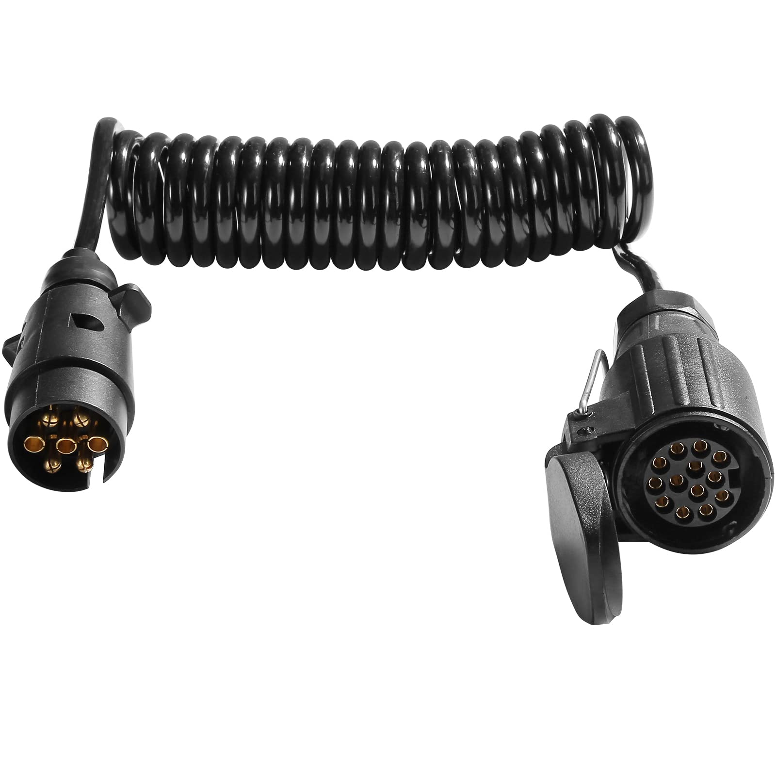 SPARKMOTO 2.8M Anhänger Kabel verlängerung 7 auf 13 polig,spiralkabel anhänger 7 polig,12V Adapter Stecker Steckdose 7-13 polig Adapterkabel, Anhänger Verlängerungskabel Spiral für Wohnwagen KFZ von SPARKMOTO