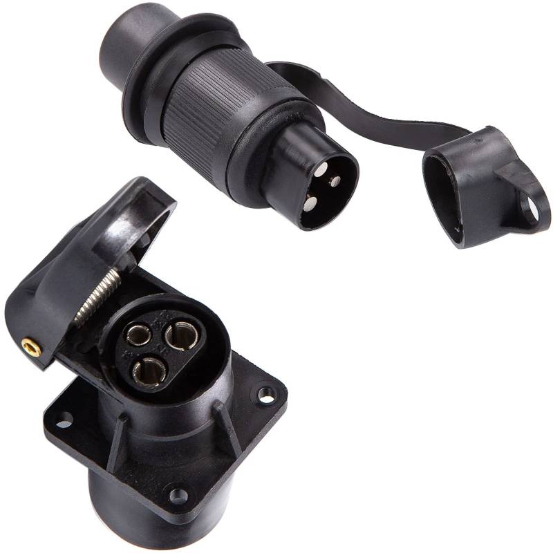 SPARKMOTO 3 Polig Traktor Stecker Steckdose 12V, Wasserdicht Stecker 3 Polig Und Steckdose 3 Polig, Für LKW PKW KFZ Landwirtschaftliche Maschinen Traktor Anhänger Stecker Steckdose(4 Mount Punkte B) von SPARKMOTO