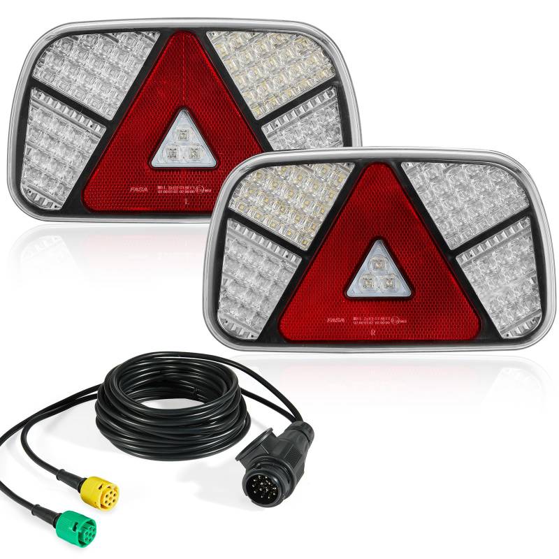 SPARKMOTO LED rückleuchten set anhänger 13 polig inkl. 5 m kabelsatz mit 6 Polig Bajonett Schneller Stecker,12V Anhänger Beleuchtung Rücklicht Komplett 13 polig von SPARKMOTO