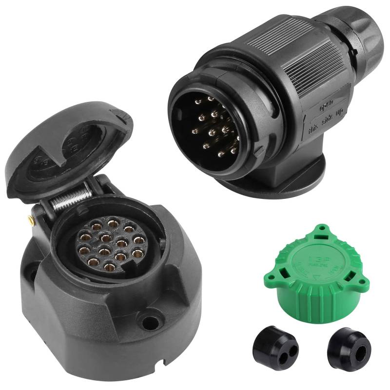 SPARKMOTO Marke Anhänger Stecker 13 Polig und Anhänger Steckdose 13 Polig,12V Wasserdicht 13 Poliger Anhänger Stecker Steckdose für KFZ Anhänger Wohnmobil RV AHK Adapter Stecker Steckdose(Klassisch) von SPARKMOTO