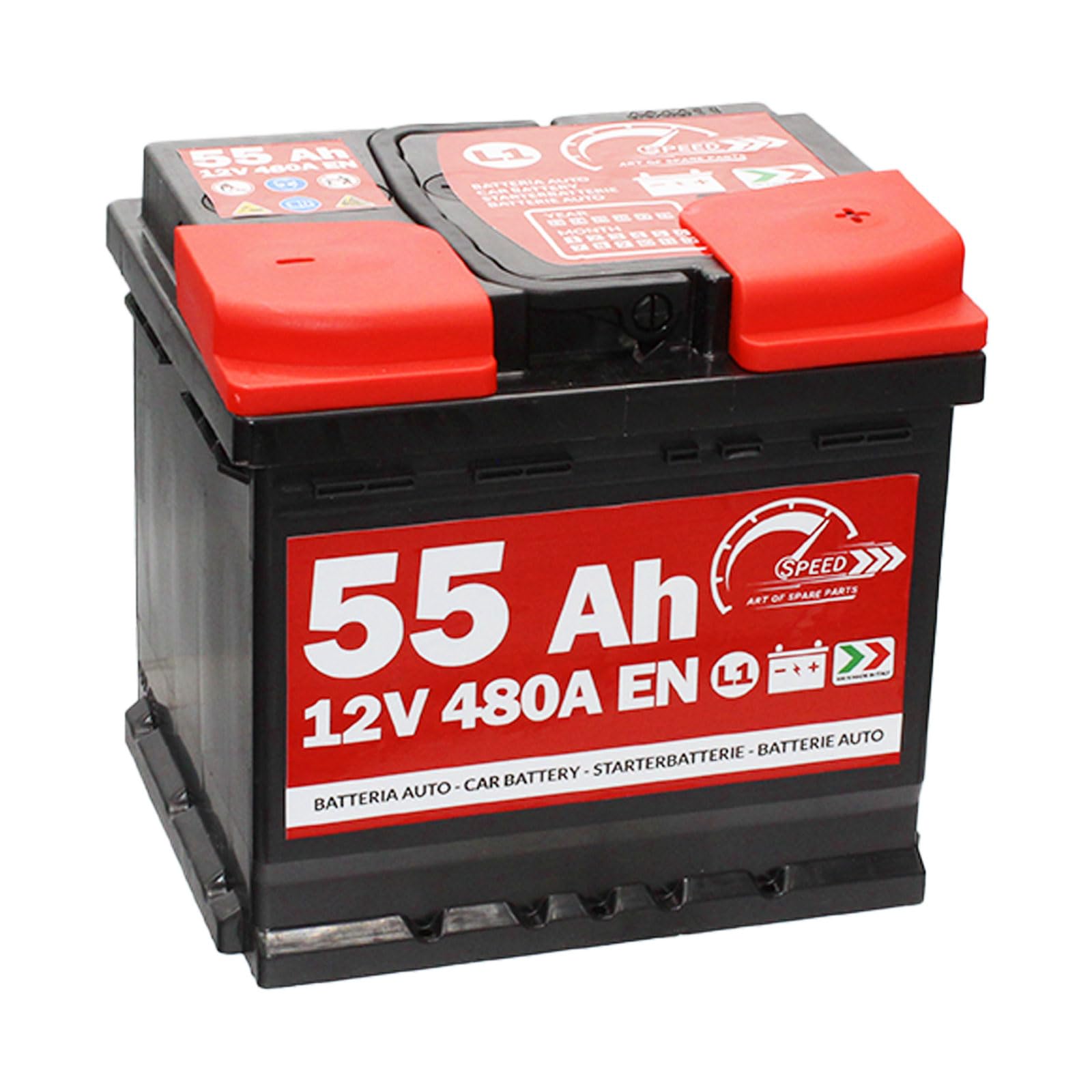 Batterie Auto Original Speed by SMC Code 7903430 L155 12 V 55 Ah 480 A en mit Pluspol RECHTS von SMC