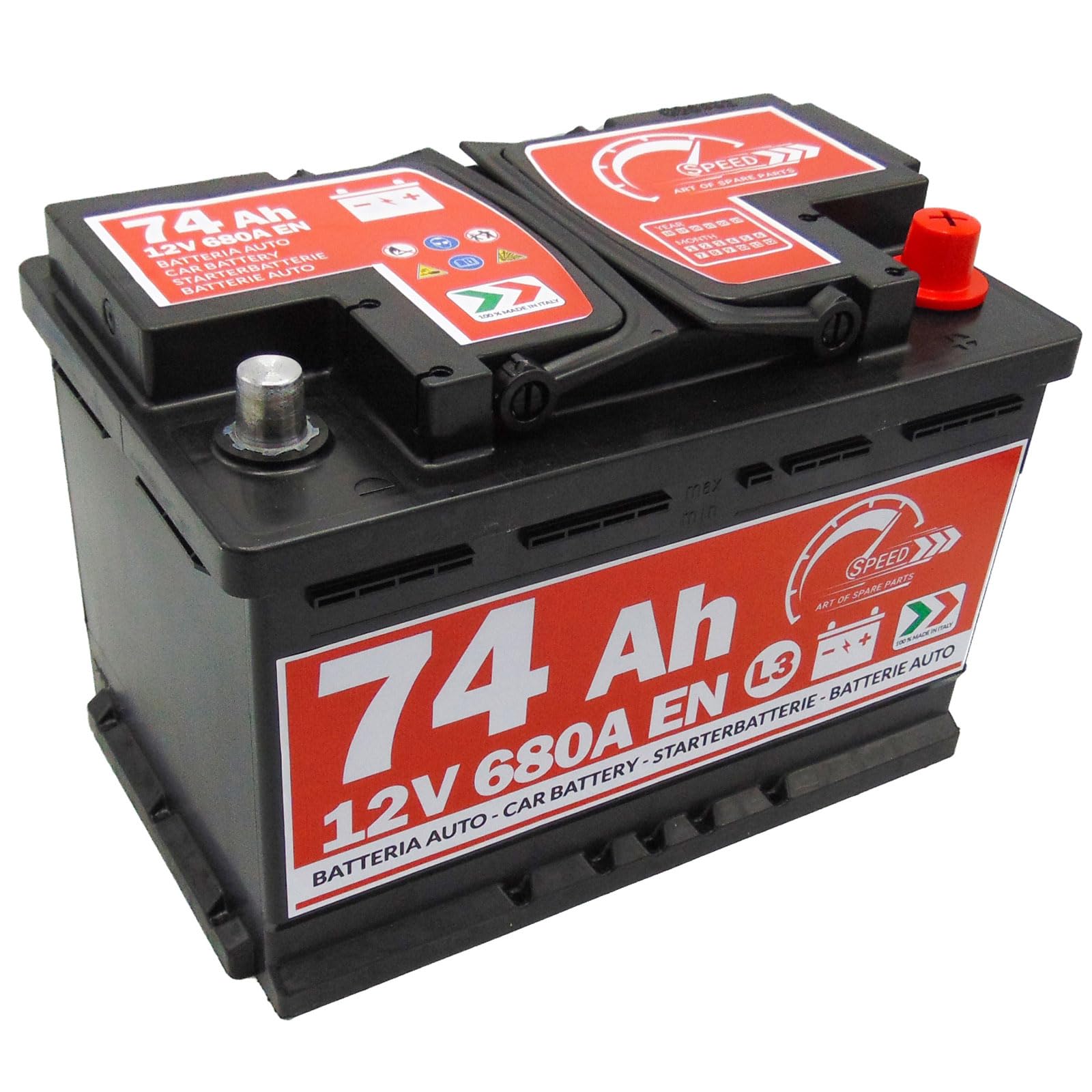 Speed by SMC - L3 - Autobatterie 74 Ah 12V 680 A mit Pluspol rechts von SPEED