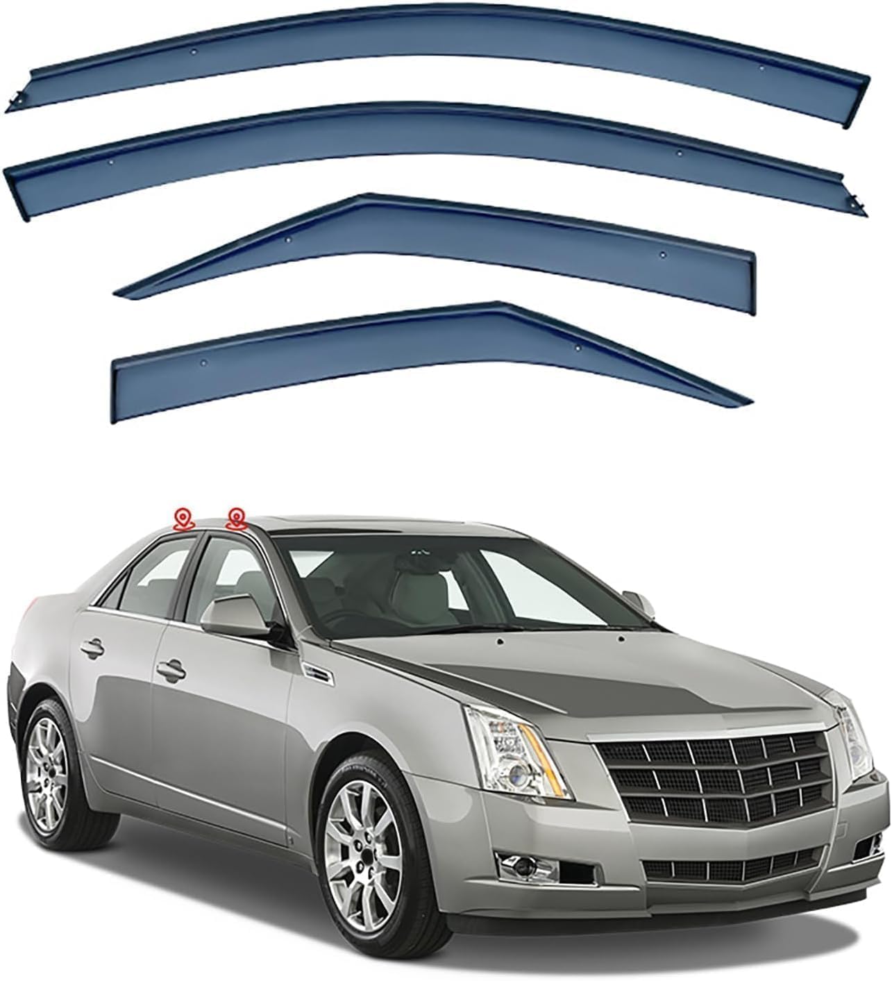 Autofenster-Windabweiser-Visier für Cadillac Cts MK2 2008-2013, Auto-Windabweiser/Sonnenblende/Auto-Regenschutz/Deflektor/Markisenabdeckung/Lüftungsschutz von SPEL3LQQ