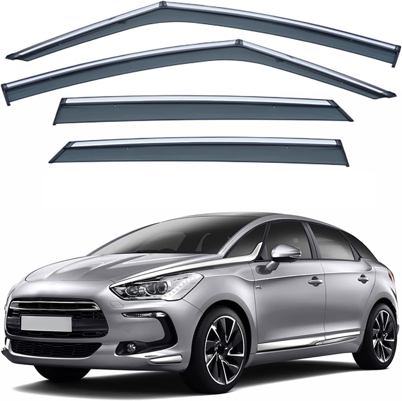 Autofenster-Windabweiser-Visier für Citroen DS5 Hatchback MK1 2011-2018, Auto-Windabweiser/Sonnenblende/Auto-Regenschutz/Deflektor/Markisenabdeckung/Lüftungsschutz von SPEL3LQQ