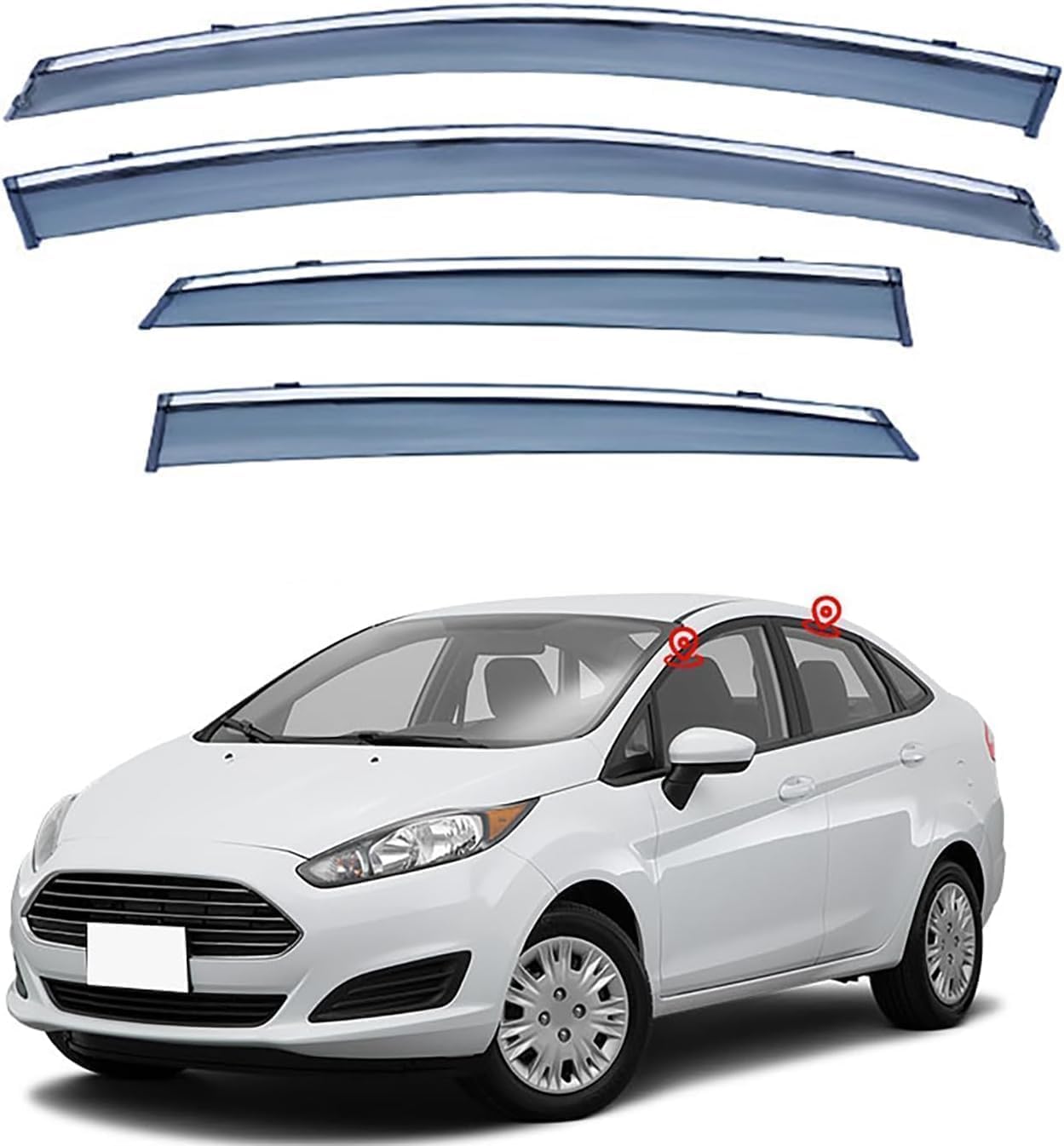 Autofenster-Windabweiser-Visier für Ford Fiesta Sedan MK6 2009-2020 2021 2022 2023, Auto-Windabweiser/Sonnenblende/Auto-Regenschutz/Deflektor/Markisenabdeckung/Lüftungsschutz von SPEL3LQQ