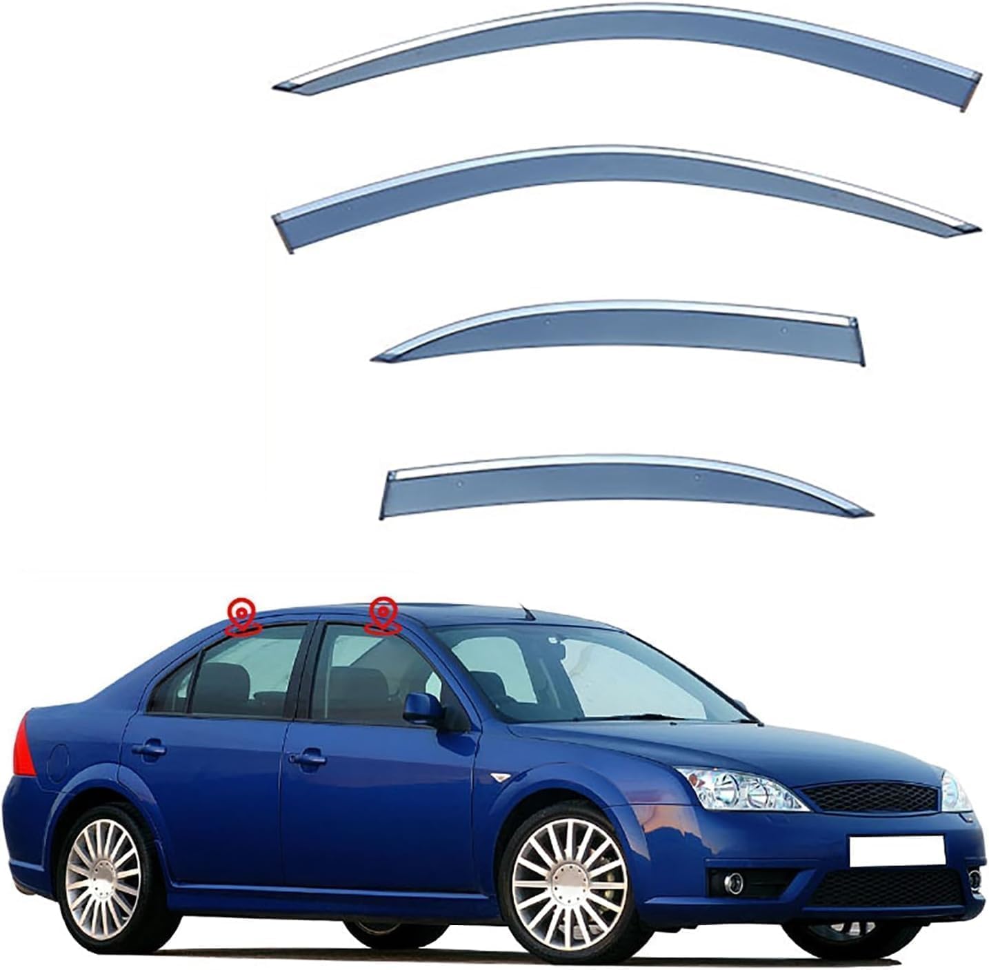 Autofenster-Windabweiser-Visier für Ford Mondeo MK2 2001-2006, Auto-Windabweiser/Sonnenblende/Auto-Regenschutz/Deflektor/Markisenabdeckung/Lüftungsschutz von SPEL3LQQ