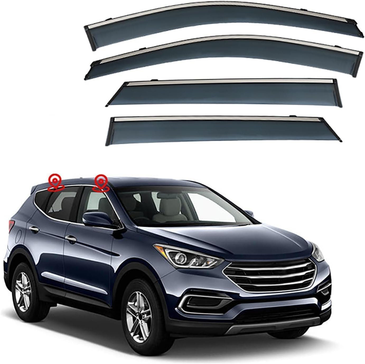 Autofenster-Windabweiser-Visier für Hyundai Santa Fe/IX45 MK3-NC 2013-2018, Auto-Windabweiser/Sonnenblende/Auto-Regenschutz/Deflektor/Markisenabdeckung/Lüftungsschutz von SPEL3LQQ