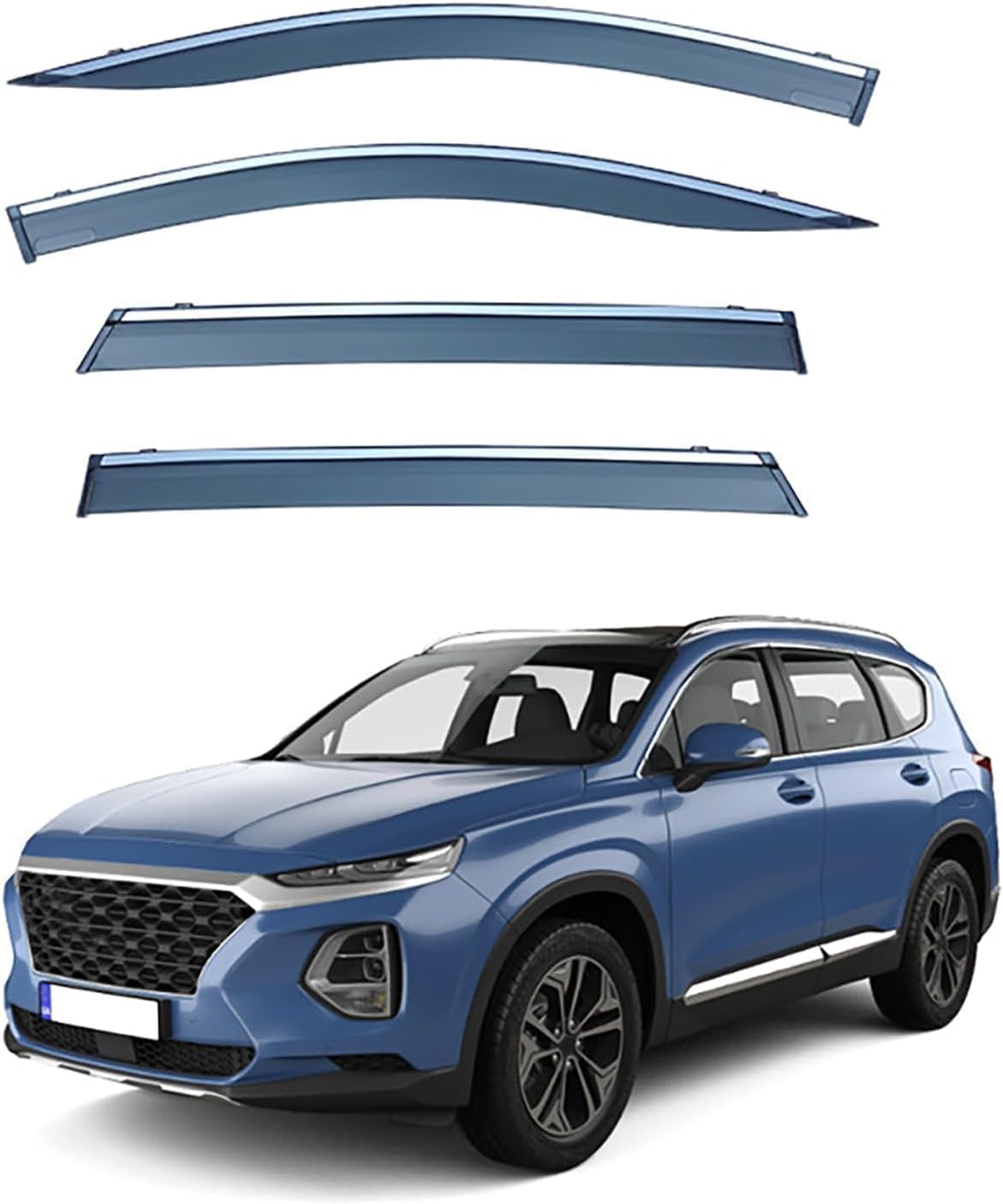 Autofenster-Windabweiser-Visier für Hyundai Santa Fe (LWB) MK4-TM 2019 2020 2021 2022 2023, Auto-Windabweiser/Sonnenblende/Auto-Regenschutz/Deflektor/Markisenabdeckung/Lüftungsschutz von SPEL3LQQ