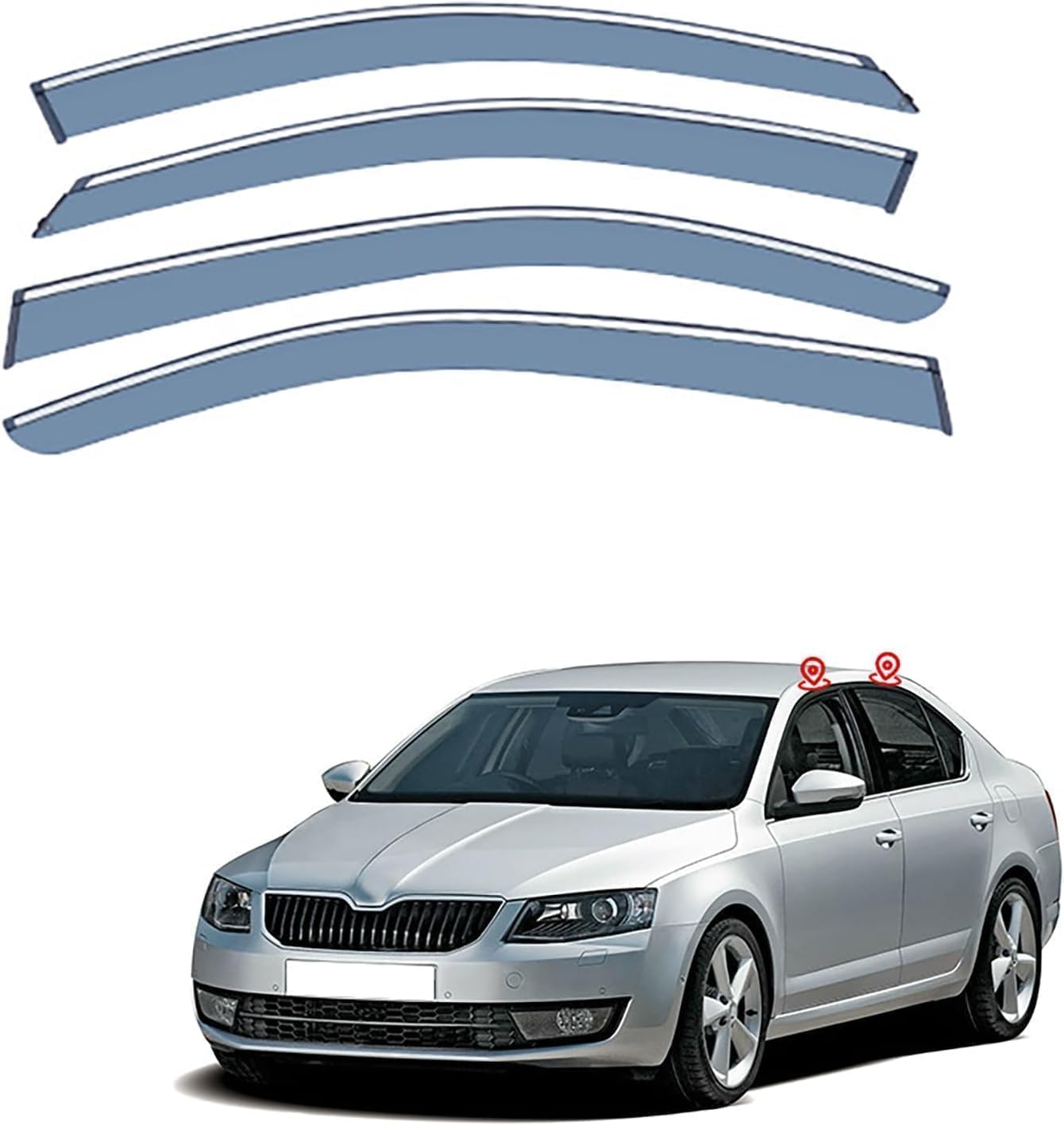 Autofenster-Windabweiser-Visier für Skoda Octavia Saloon 5E 2015-2020, Auto-Windabweiser/Sonnenblende/Auto-Regenschutz/Deflektor/Markisenabdeckung/Lüftungsschutz von SPEL3LQQ