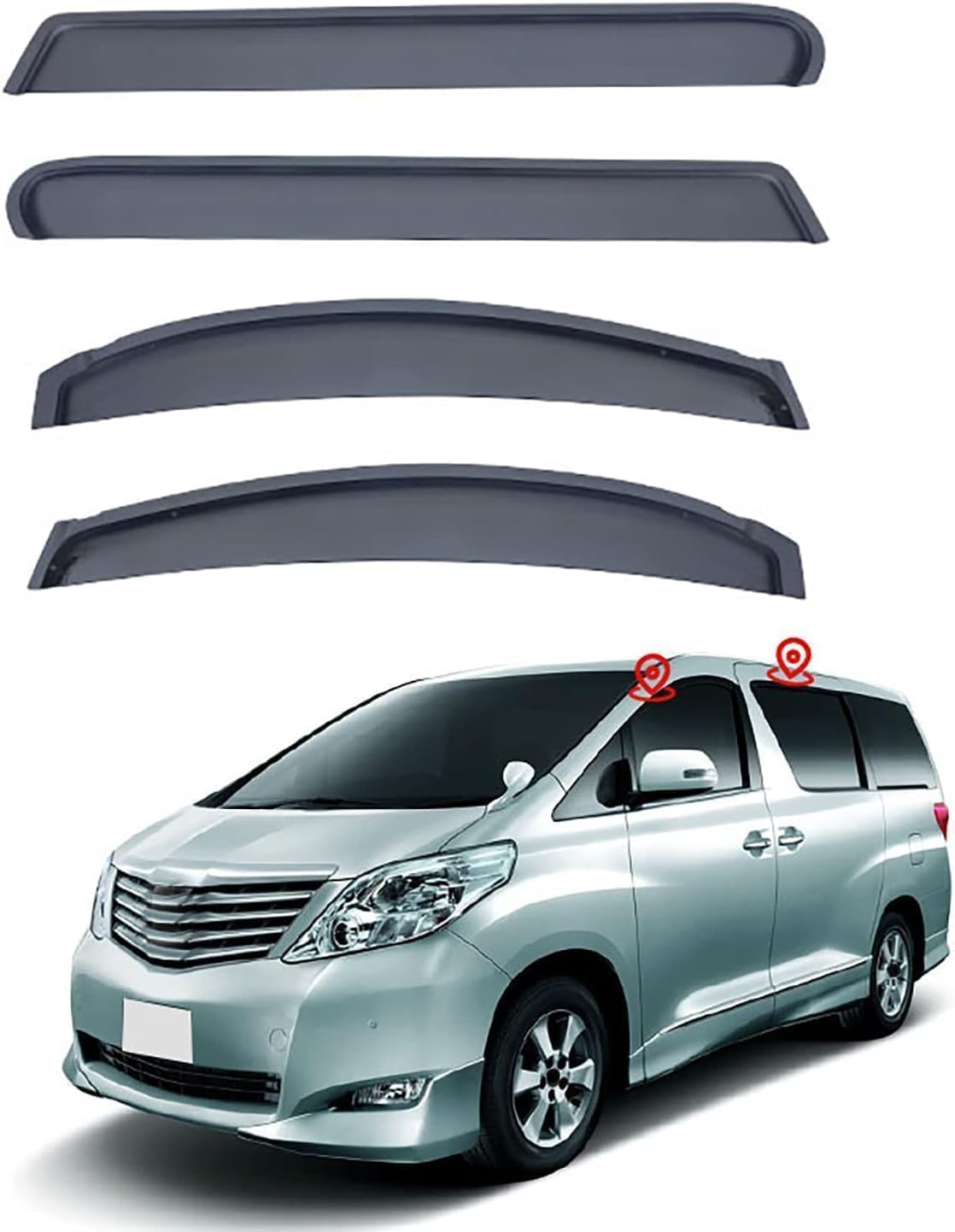 Autofenster-Windabweiser-Visier für Toyota Alphard MK2-AH20 2009-2014, Auto-Windabweiser/Sonnenblende/Auto-Regenschutz/Deflektor/Markisenabdeckung/Lüftungsschutz von SPEL3LQQ