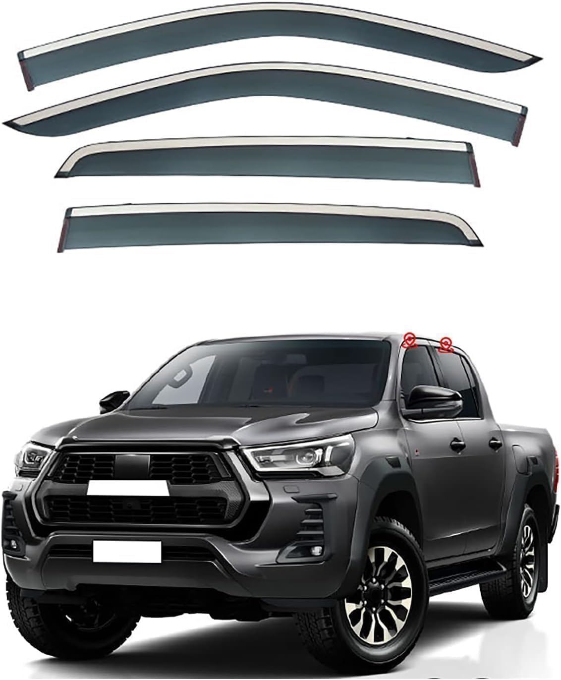 Autofenster-Windabweiser-Visier für Toyota HILUX REVO MK8-AN120-AN130 2015-2022 2023, Auto-Windabweiser/Sonnenblende/Auto-Regenschutz/Deflektor/Markisenabdeckung/Lüftungsschutz von SPEL3LQQ