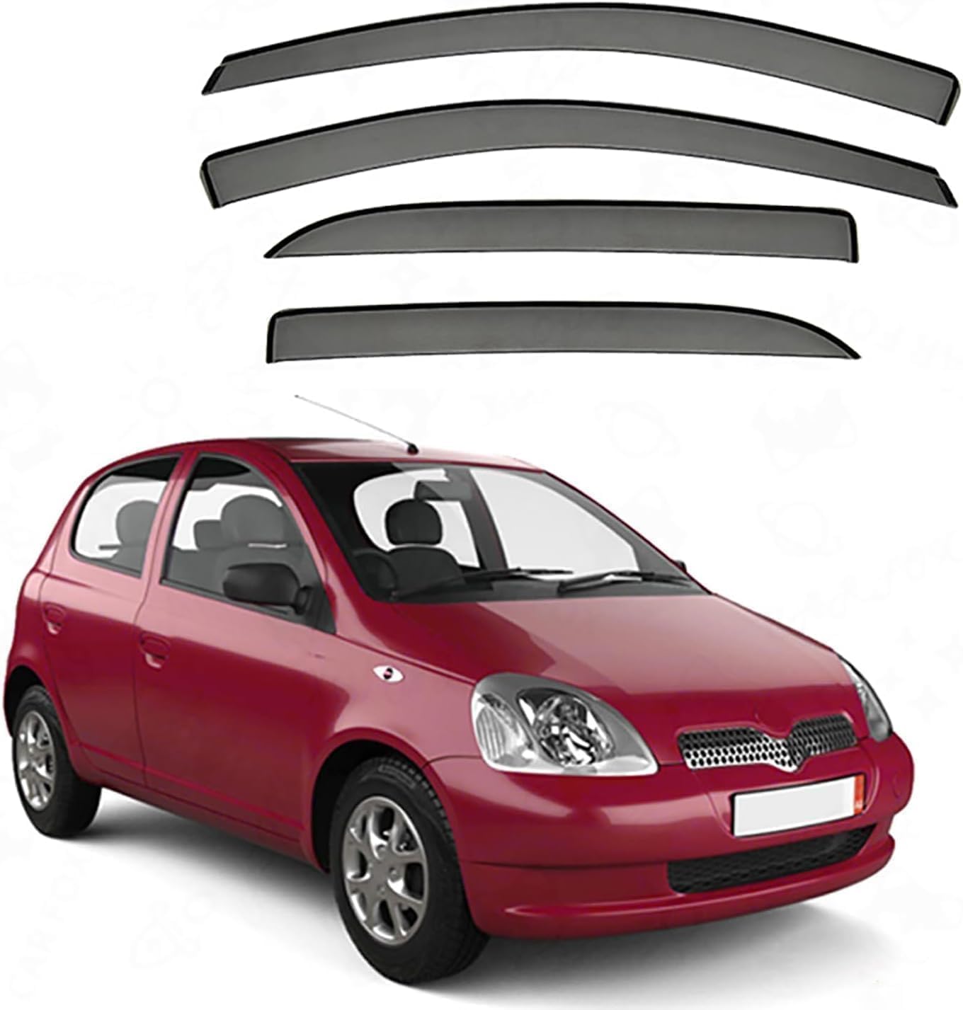 Autofenster-Windabweiser-Visier für Toyota Yaris Hatchback MK1-XP10 1999-2004, Auto-Windabweiser/Sonnenblende/Auto-Regenschutz/Deflektor/Markisenabdeckung/Lüftungsschutz von SPEL3LQQ