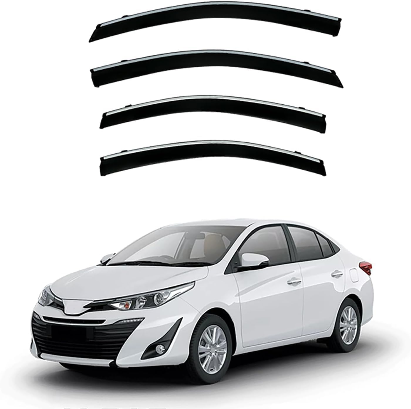 Autofenster-Windabweiser-Visier für Toyota Yaris Sedan MK3-XP150 2014-2020 2021 2022 2023, Auto-Windabweiser/Sonnenblende/Auto-Regenschutz/Deflektor/Markisenabdeckung/Lüftungsschutz von SPEL3LQQ