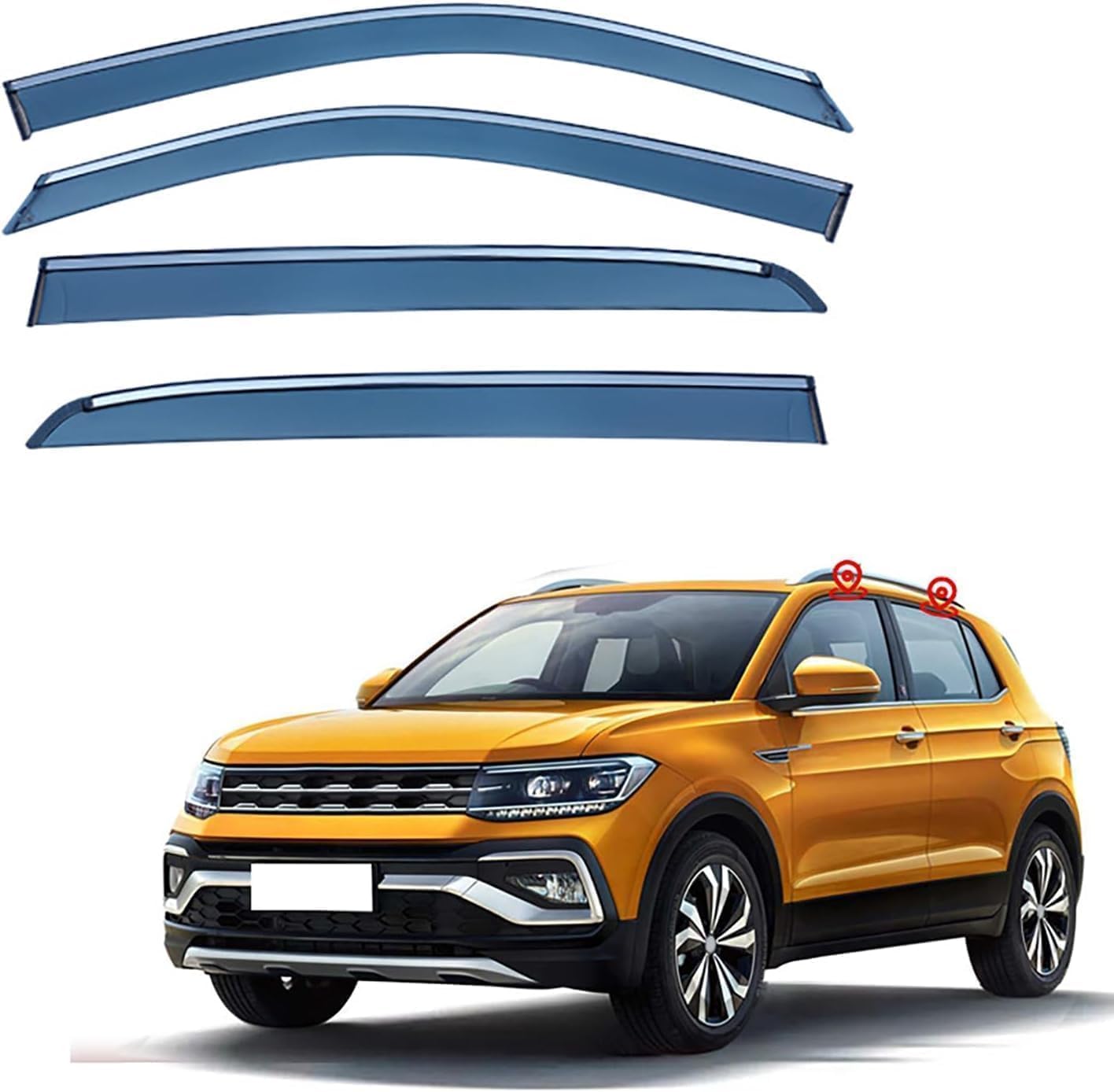 Autofenster-Windabweiser-Visier für VW T-Cross MK1-LWB/C11 2018, Auto-Windabweiser/Sonnenblende/Auto-Regenschutz/Deflektor/Markisenabdeckung/Lüftungsschutz von SPEL3LQQ