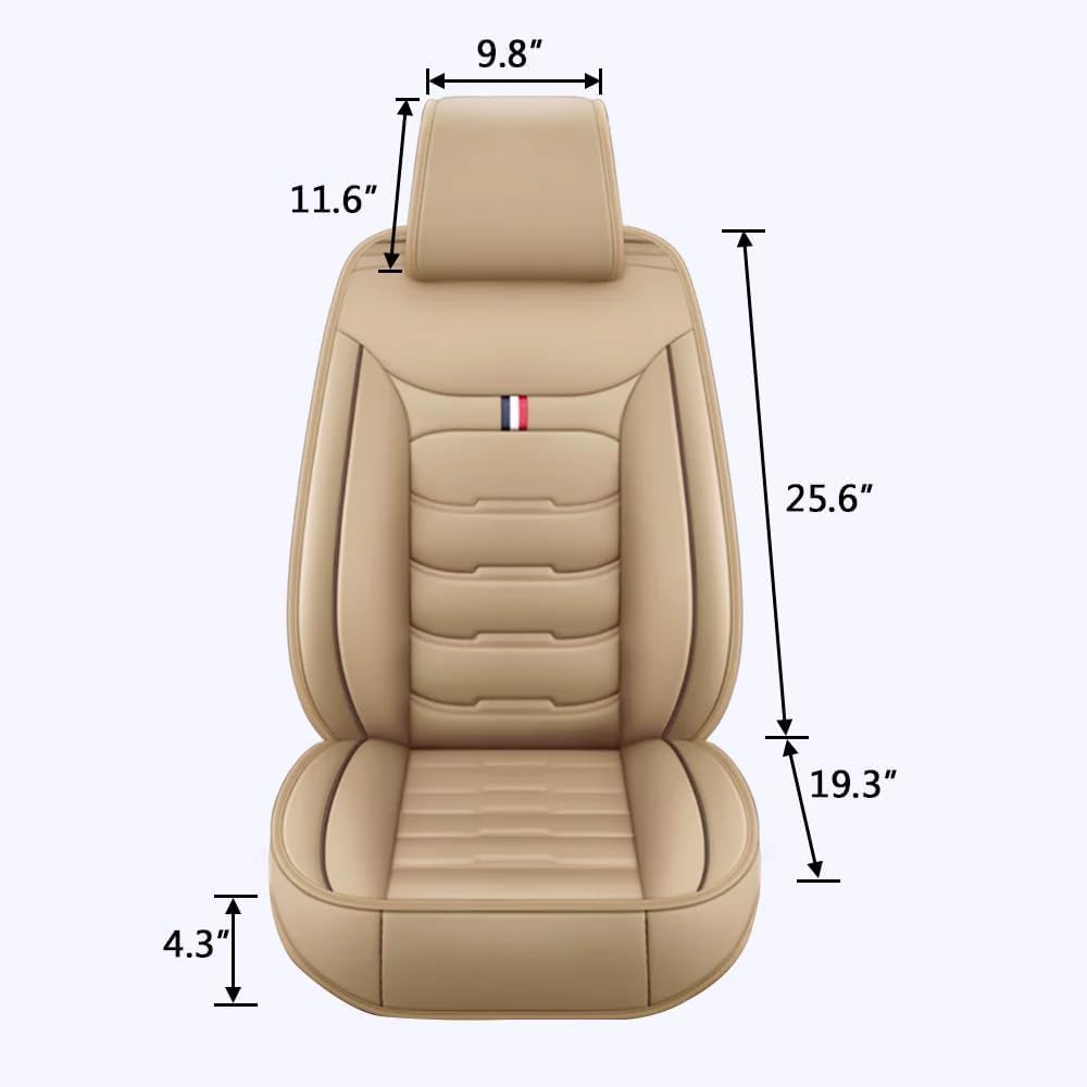 SPEL3LQQ Auto Sitzbezügesets für Nissan Leaf ZE0 2010-2017, atmungsaktiv und leicht zu reinigen wasserdichte Autositzschoner,Beige von SPEL3LQQ
