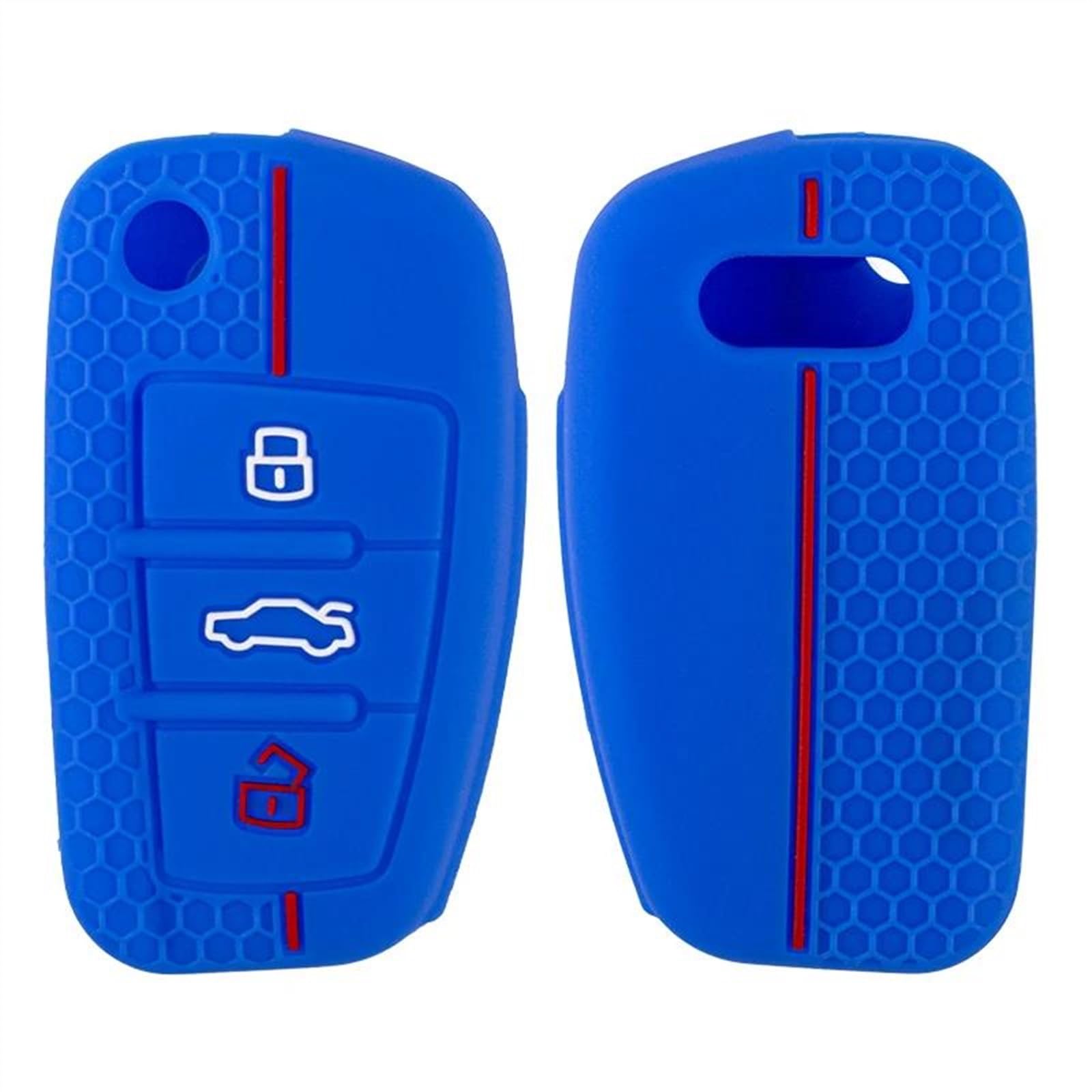 Für A-udi A1 A3 A6 C5 C6 Q3 Q2 Q7 TT TTS R8 S3 S6 RS3 RS6 A4 1 Stück Silikon-Autoschlüsselanhänger-Abdeckung Schlüsselgehäuse(Blau) von SPICLY
